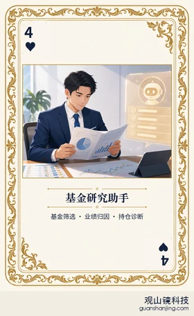 银行 Agent 图鉴扑克 ♥4 基金研究助手 牌面