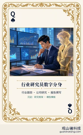 证券 Agent 图鉴扑克 ♠Q 行业研究员数字分身 牌面